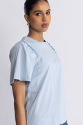 Selected Femme Penelope 2/4 Ruffle Tee - Cashmere Blue