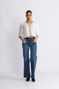 Gemmacc Embroidery SS Shirt - Vit
