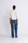 Gemmacc Embroidery SS Shirt - Vit