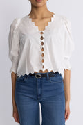 Gemmacc Embroidery SS Shirt - Vit