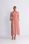 Sally Long Dress - Red Flower