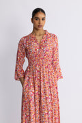 Sally Long Dress - Red Flower