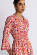 Sally Long Dress - Red Flower