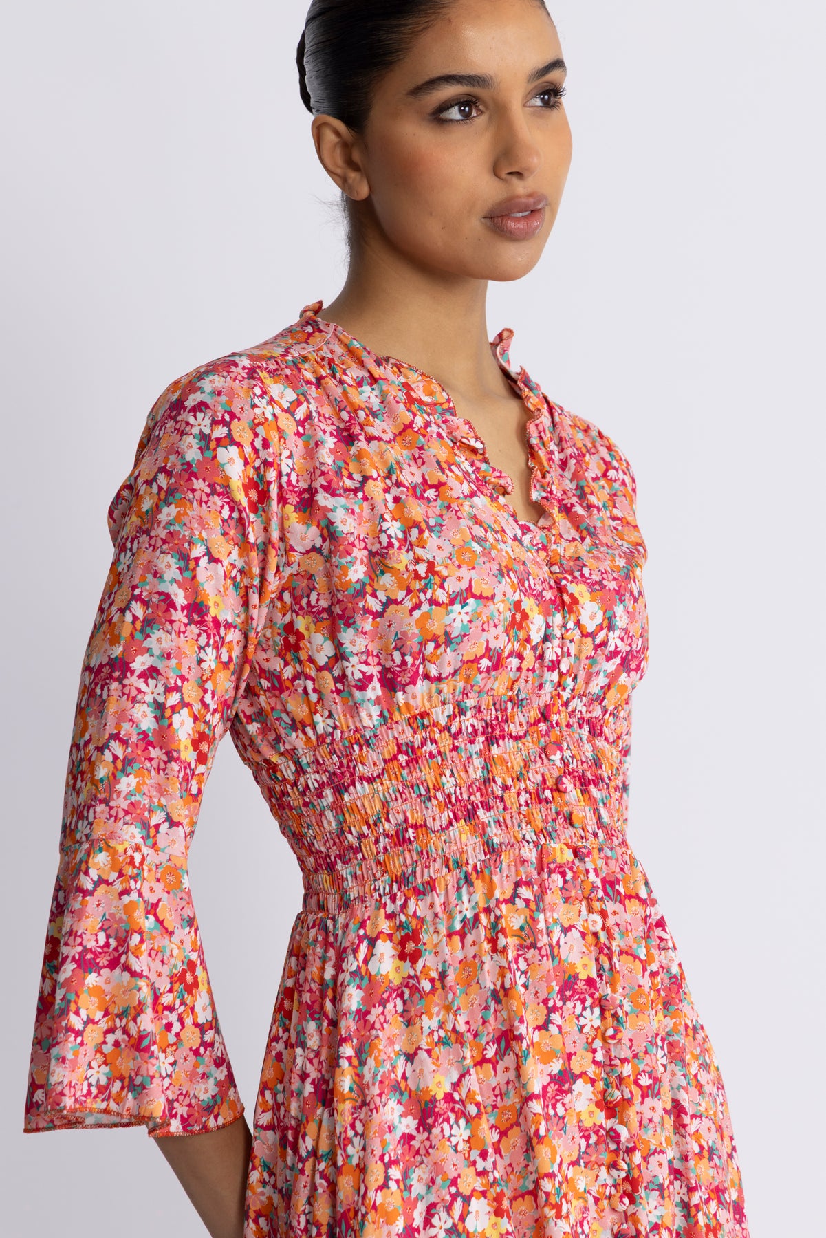 Sally Long Dress - Red Flower