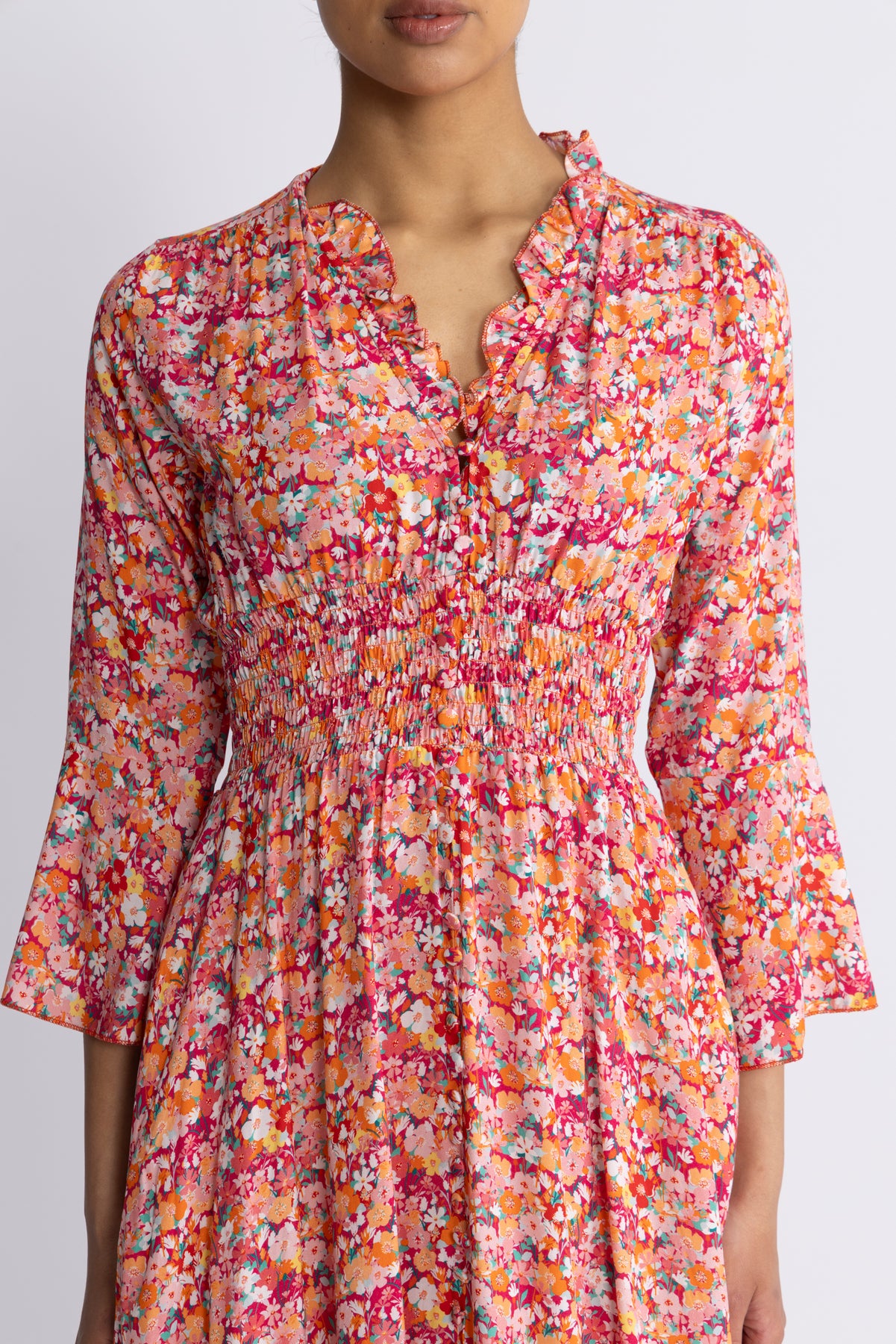 Sally Long Dress - Red Flower