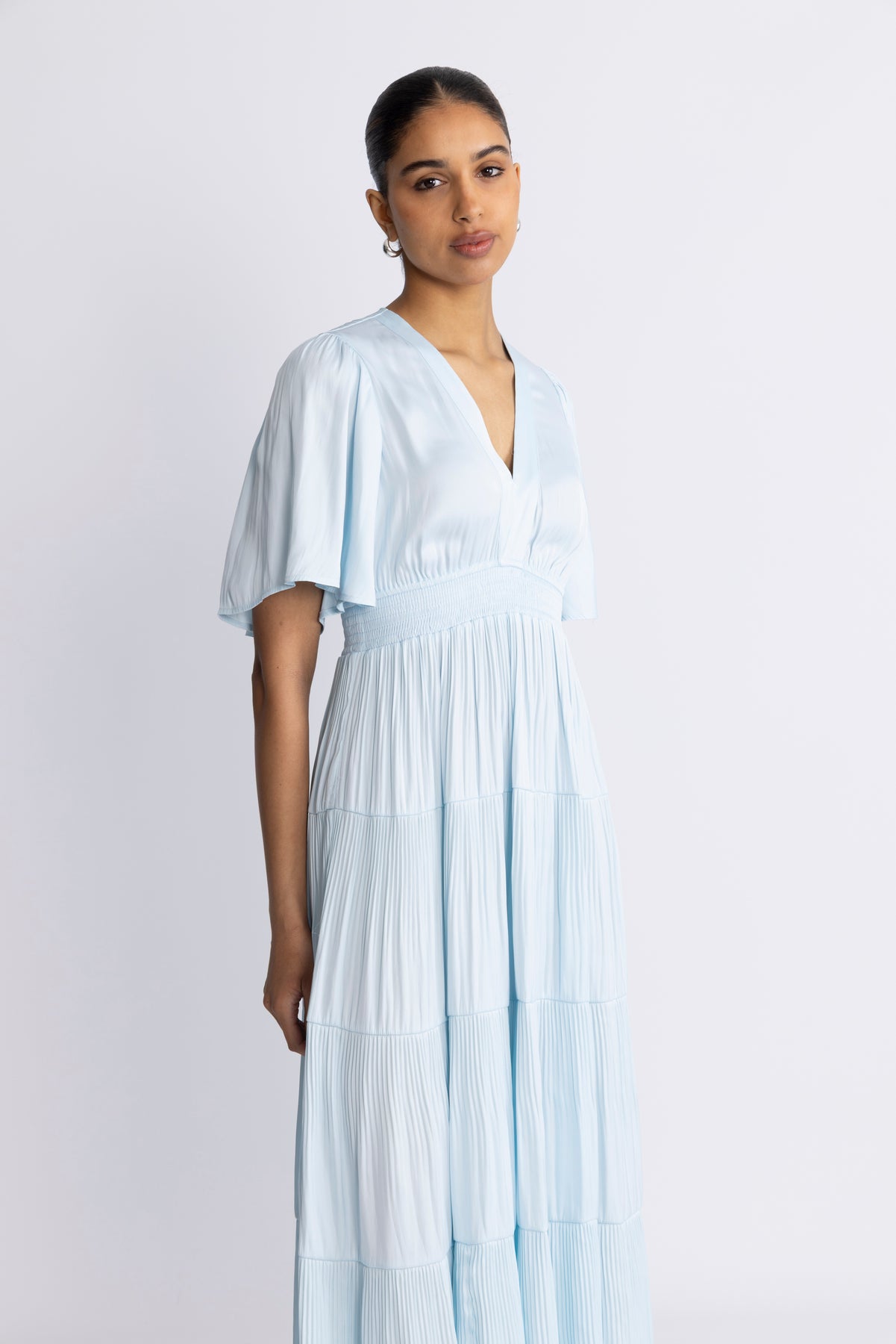 Angie Solid Long Dress - L.Blue