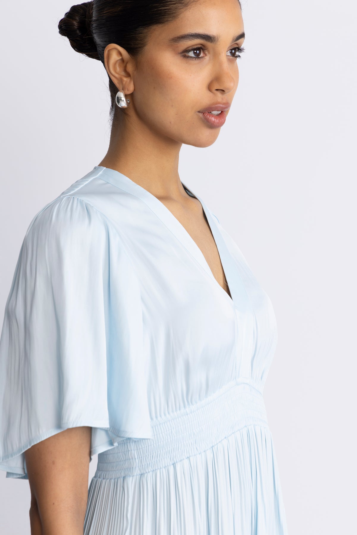 Angie Solid Long Dress - L.Blue