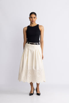 Poppycc Anglaise Skirt - Bone