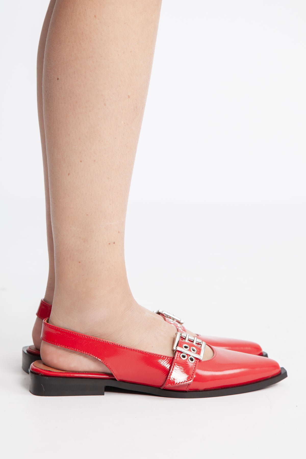 Biavictoria Single Buckle Slingback Leather - Röd Nappalak
