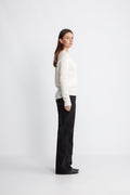 Selected Femme Lulu Ls Knit O-Neck - Snow White Melange