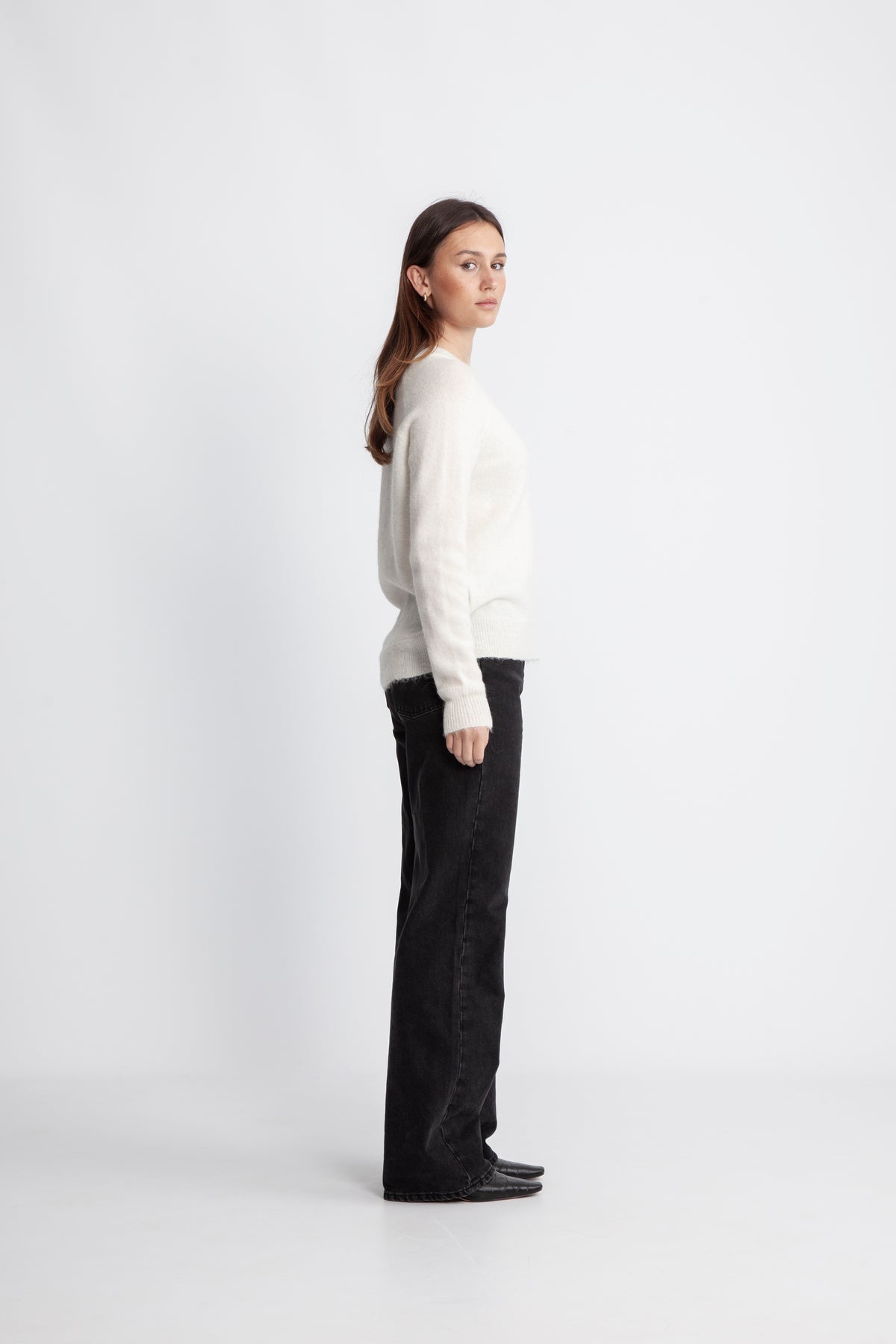 Selected Femme Lulu Ls Knit O-Neck - Snow White Melange