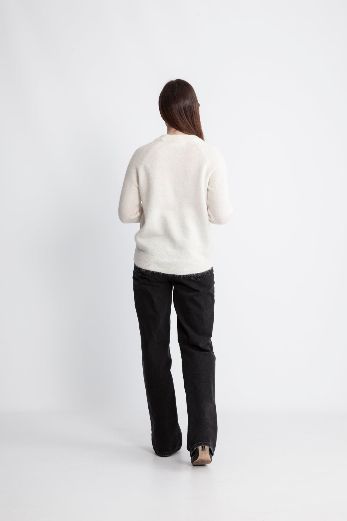Selected Femme Lulu Ls Knit O-Neck - Snow White Melange