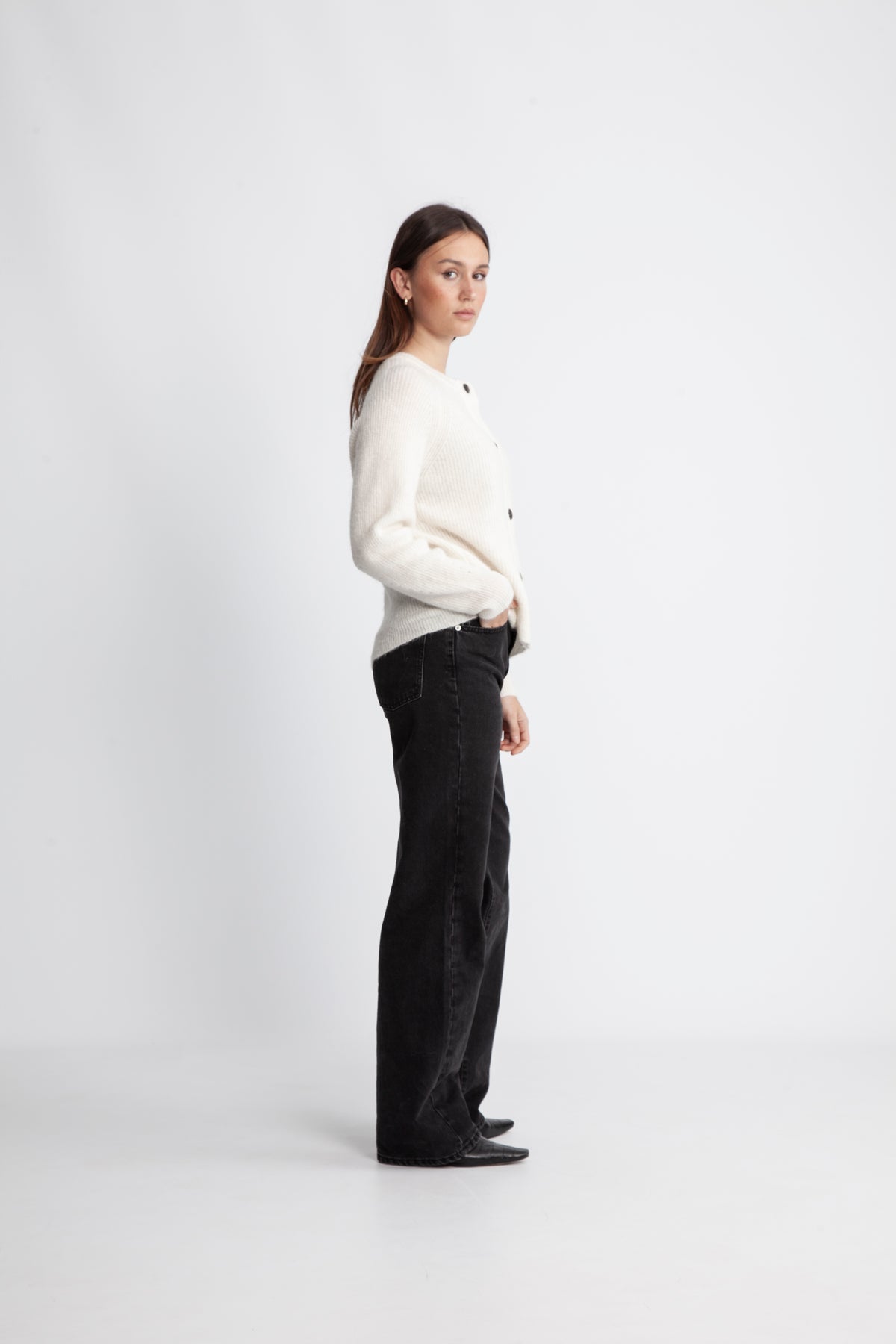 Selected Femme Lulu Stickad Kofta - Snow White Melange