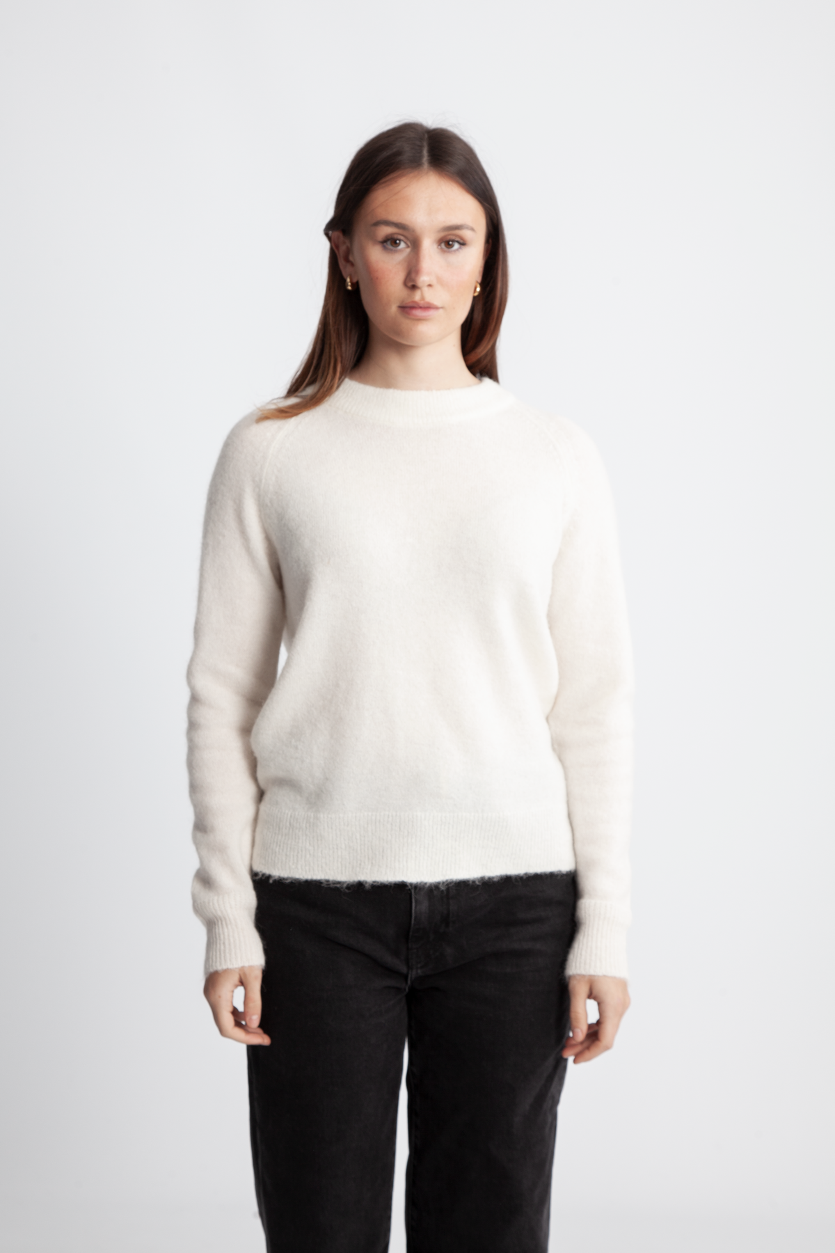 Selected Femme Lulu Ls Knit O-Neck - Snow White Melange