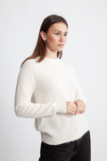 Selected Femme Lulu Ls Knit O-Neck - Snow White Melange