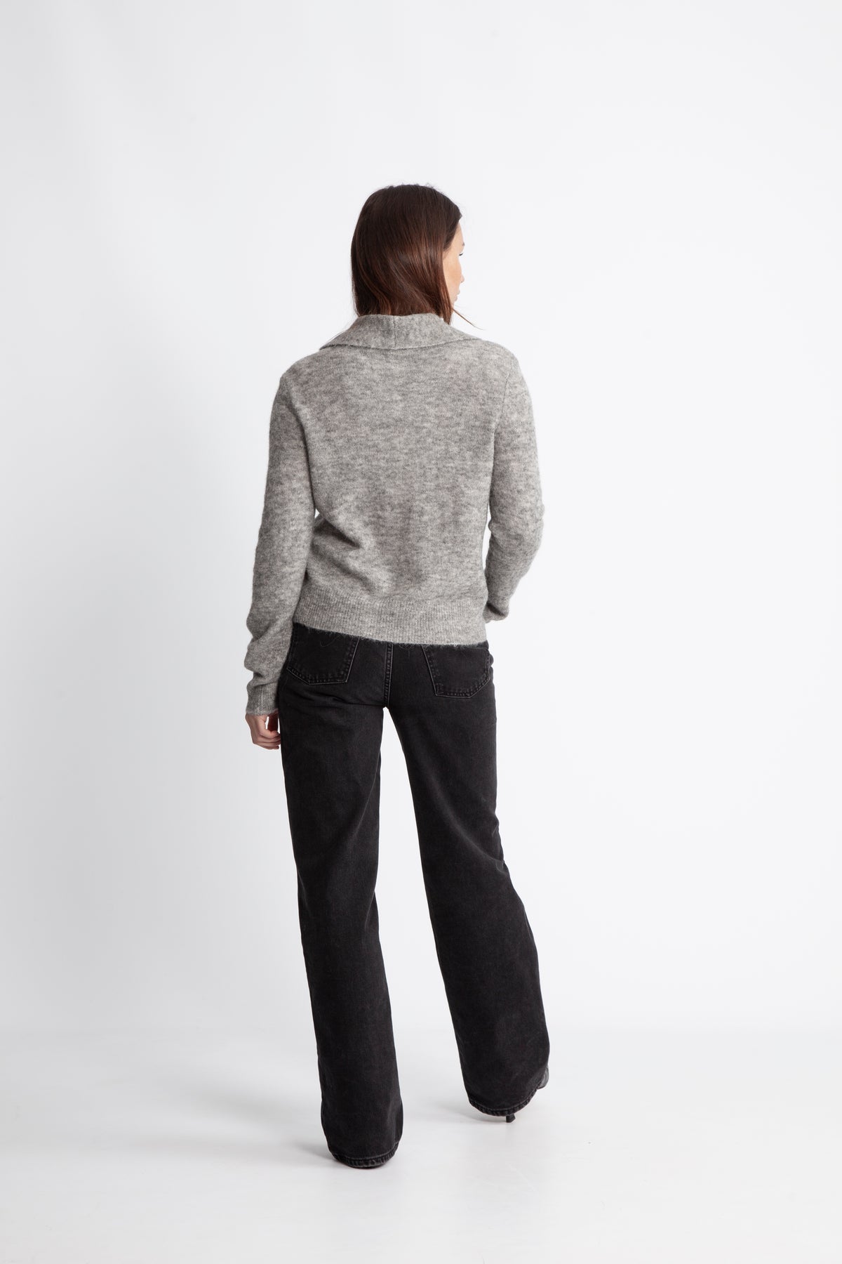 Yassala Ls Tie Neck Knit Cardigan - Medium Grey Melange