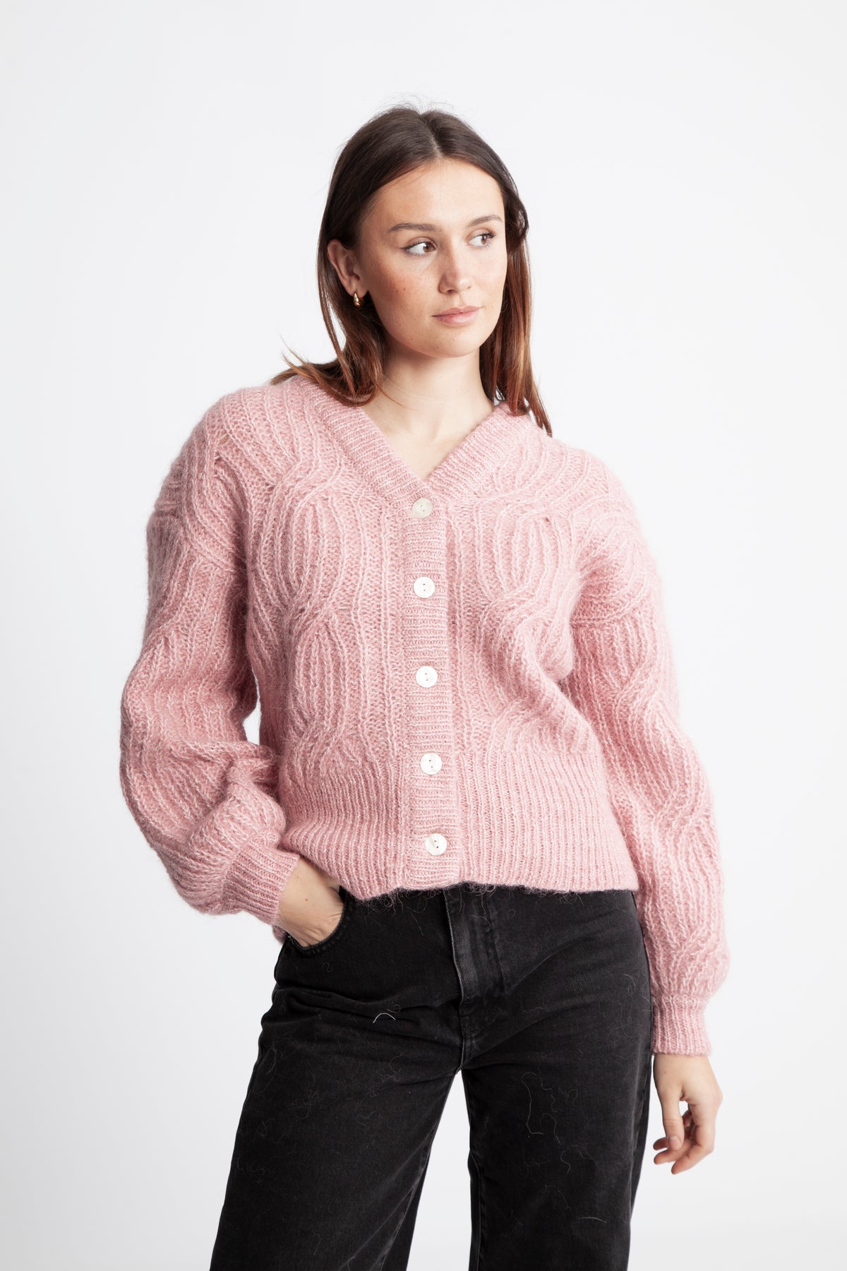 Yaszuma Ls Knit Cardigan - Lilas