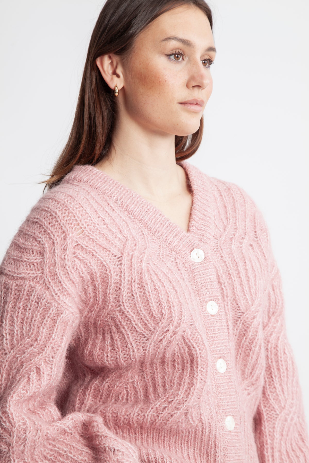 Yaszuma Ls Knit Cardigan - Lilas