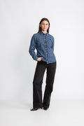 Selected Femme Bea Noa LS Fitted Denim Shirt - Medium Blue Denim
