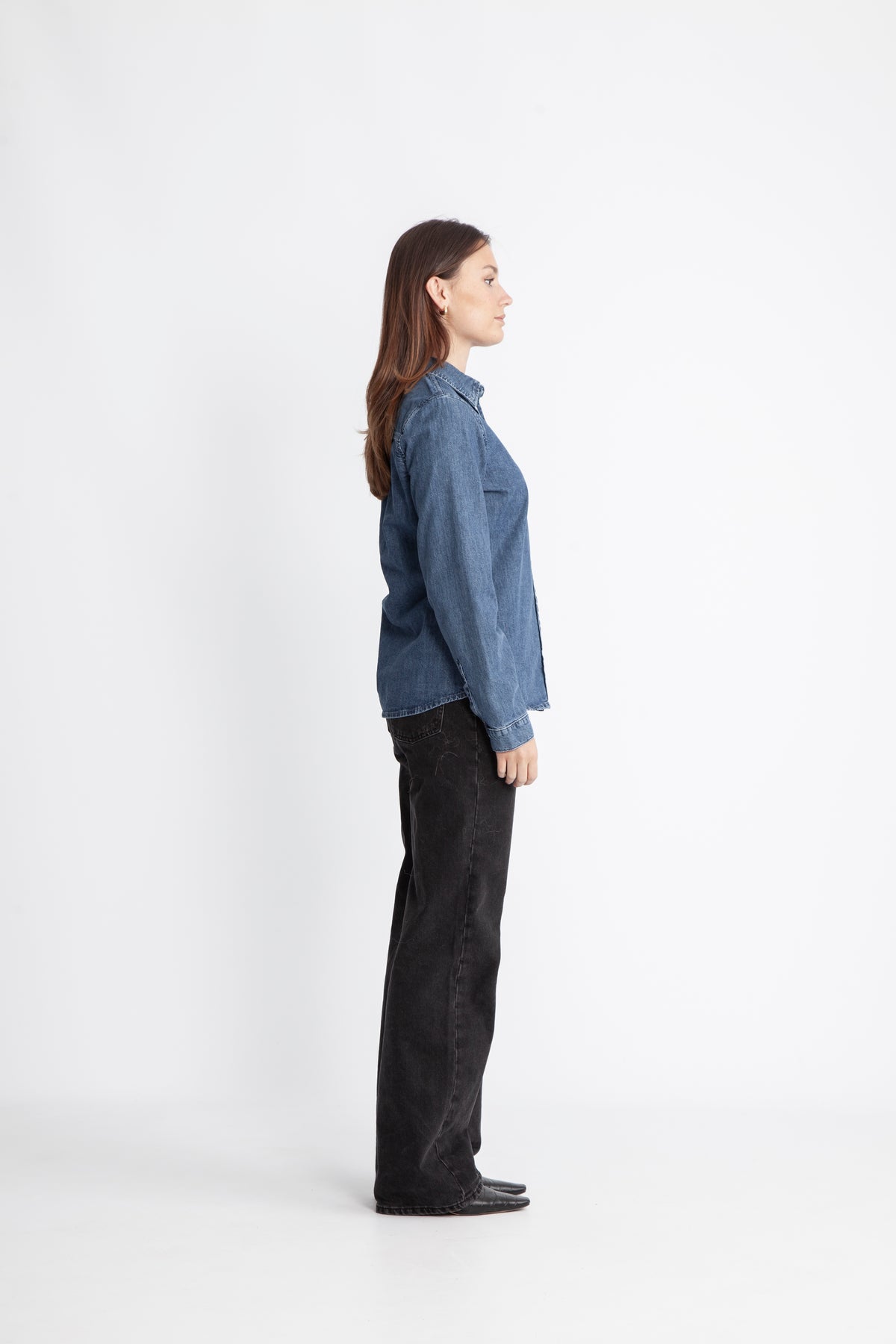 Selected Femme Bea Noa LS Fitted Denim Shirt - Medium Blue Denim