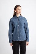 Selected Femme Bea Noa LS Fitted Denim Shirt - Medium Blue Denim