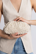 Day Pearl Linen Clutch - Whitecap Gray