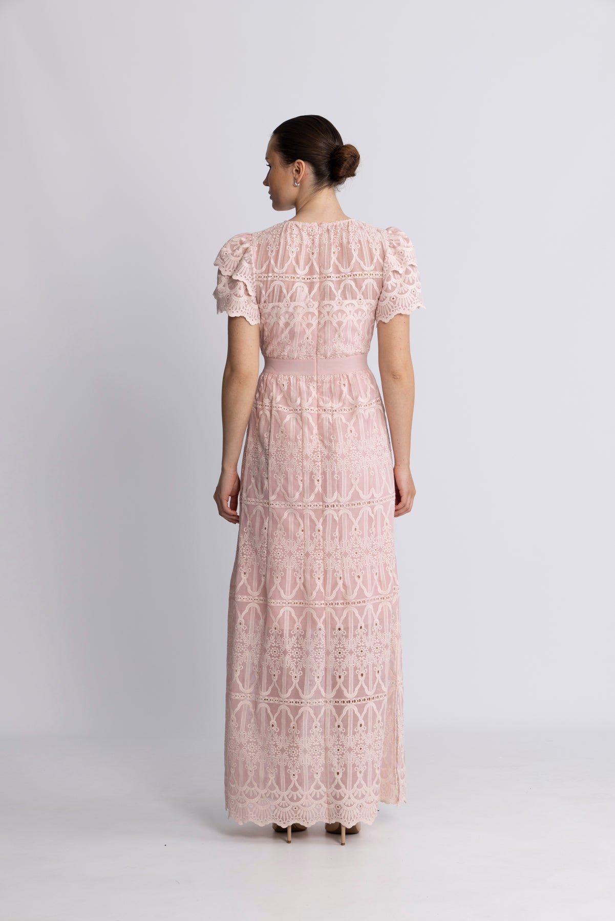 Philine Maxiklänning - Rosa broderi