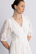Nayacc Anglaise Pleat Dress - Vit