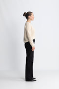 Sia Ras Ls Knit O-Neck Kofta - Birch Melange