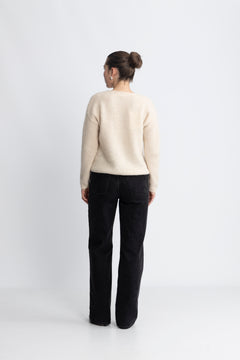 Sia Ras Ls Knit O-Neck Cardigan - Birch Melange