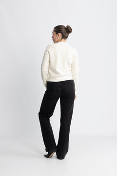 Allie Solid Cardigan - Ecru