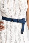 Shiny Silk Elastic Belt - Marinblå
