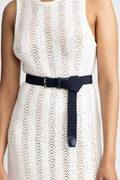 Shiny Silk Elastic Belt - Marinblå