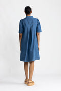 Shayla Ss Shirt Dress - Mid Blue Wash