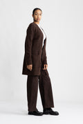 Lulu New Ls Knit Long Cardigan - Coffee Bean Melange