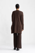 Lulu New Ls Knit Long Cardigan - Coffee Bean Melange