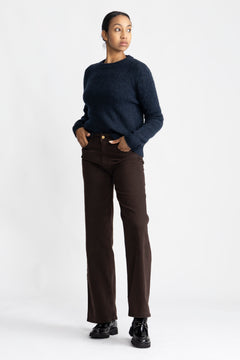 Sia Ras Ls Knit O-Neck - Dark Sapphire Melange