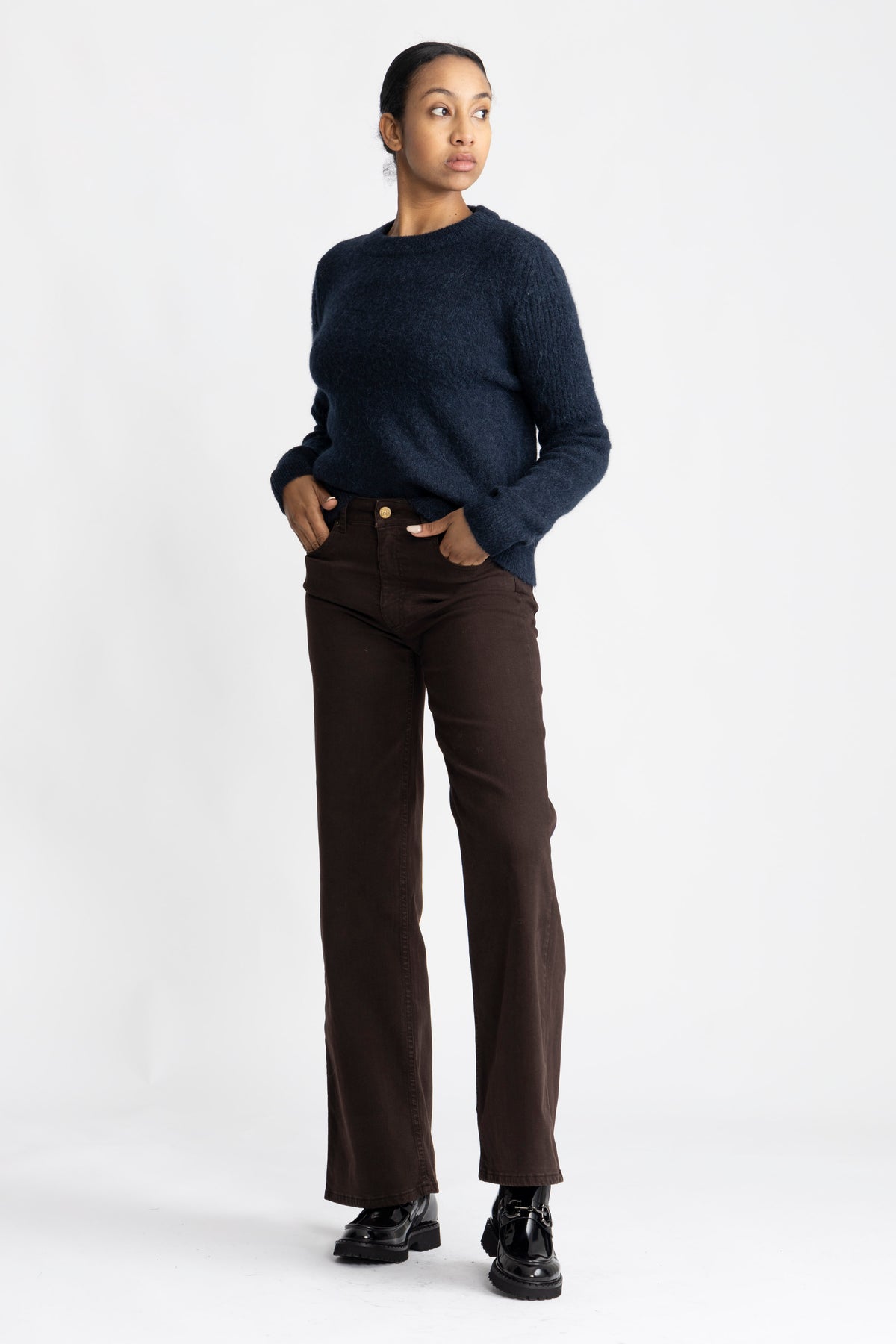 Sia Ras Ls Knit O-Neck - Dark Sapphire Melange