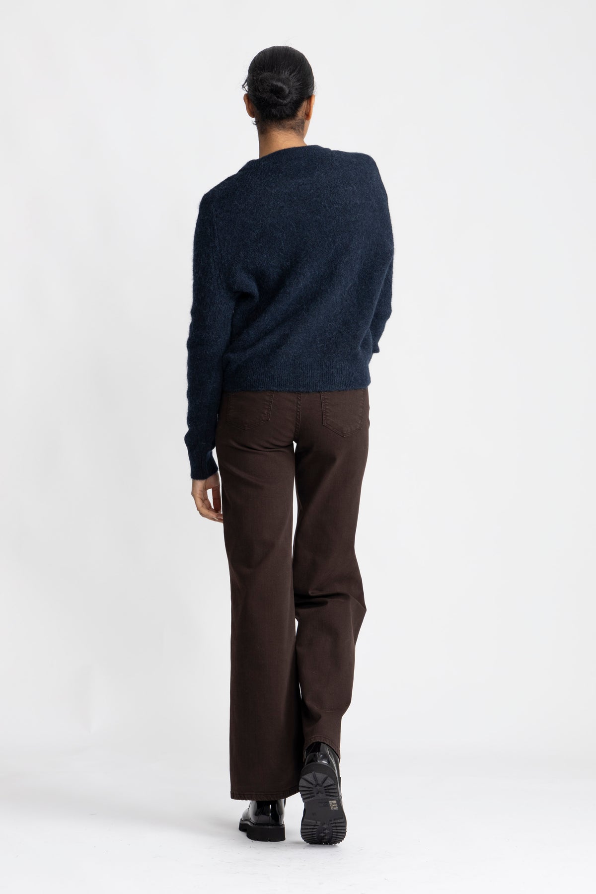 Sia Ras Ls Knit O-Neck - Dark Sapphire Melange
