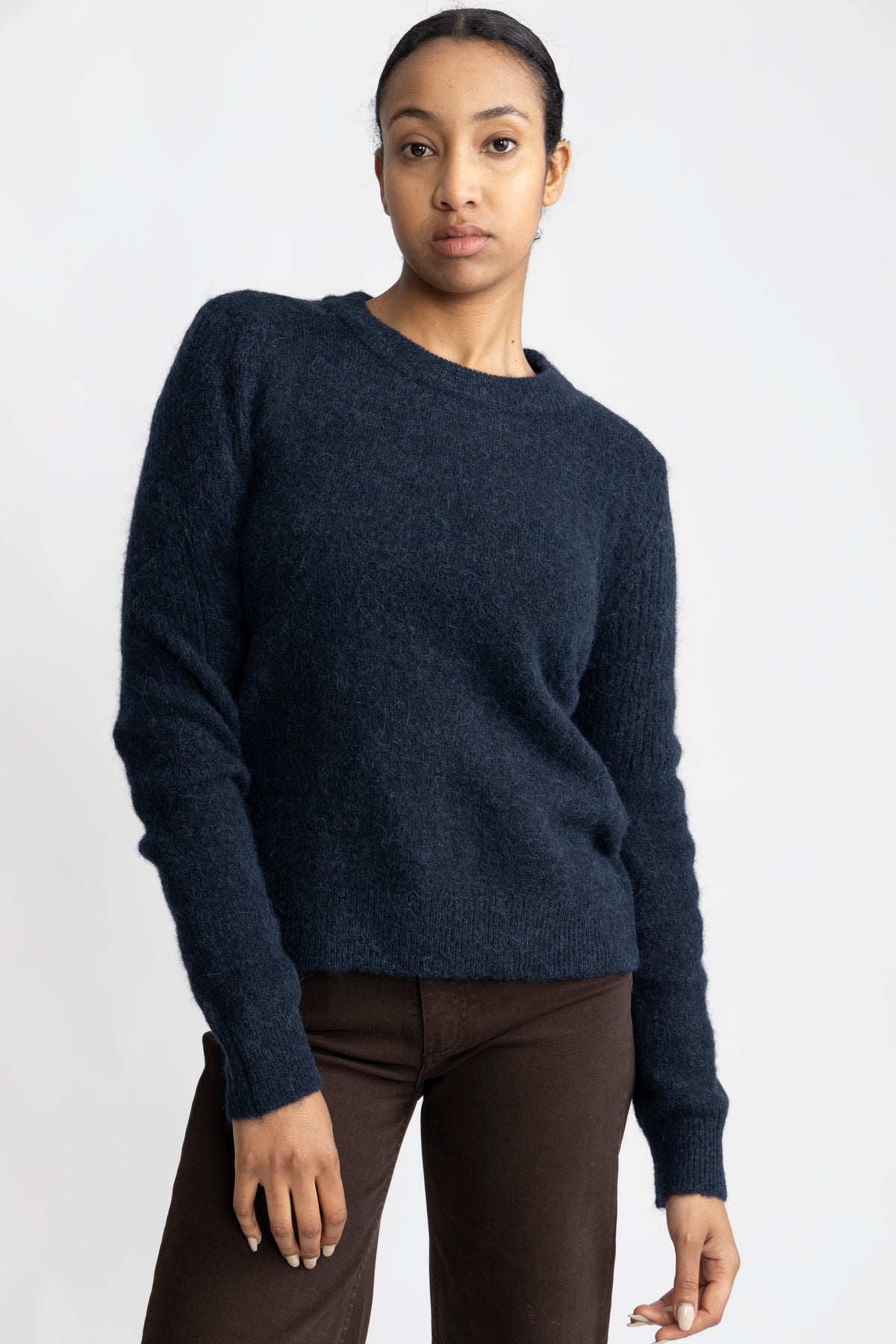 Sia Ras Ls Knit O-Neck - Dark Sapphire Melange