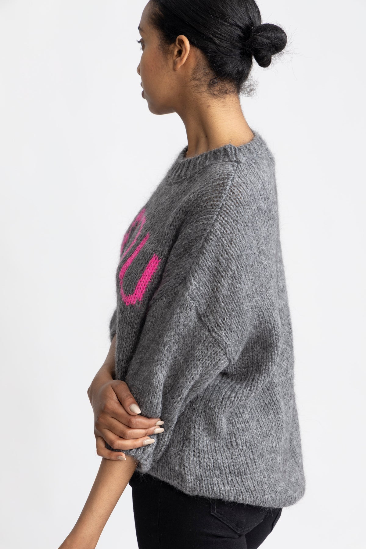 Amour Knit - Dark Grey/Pink