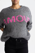 Amour Knit - Dark Grey/Pink