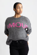 Amour Knit - Dark Grey/Pink