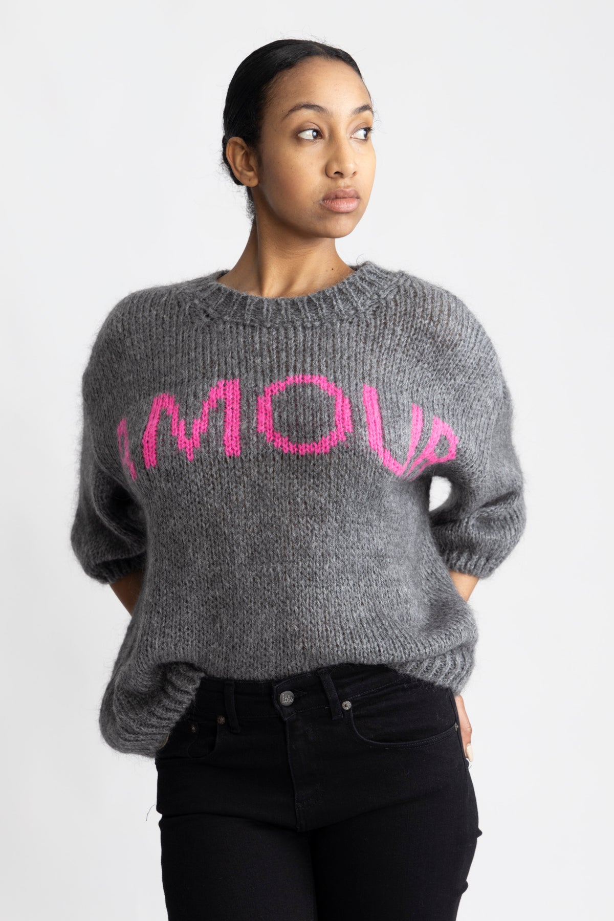 Amour Knit - Dark Grey/Pink