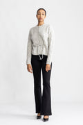Vera Ls Knit Belt Cardigan - Ljusgrå melange