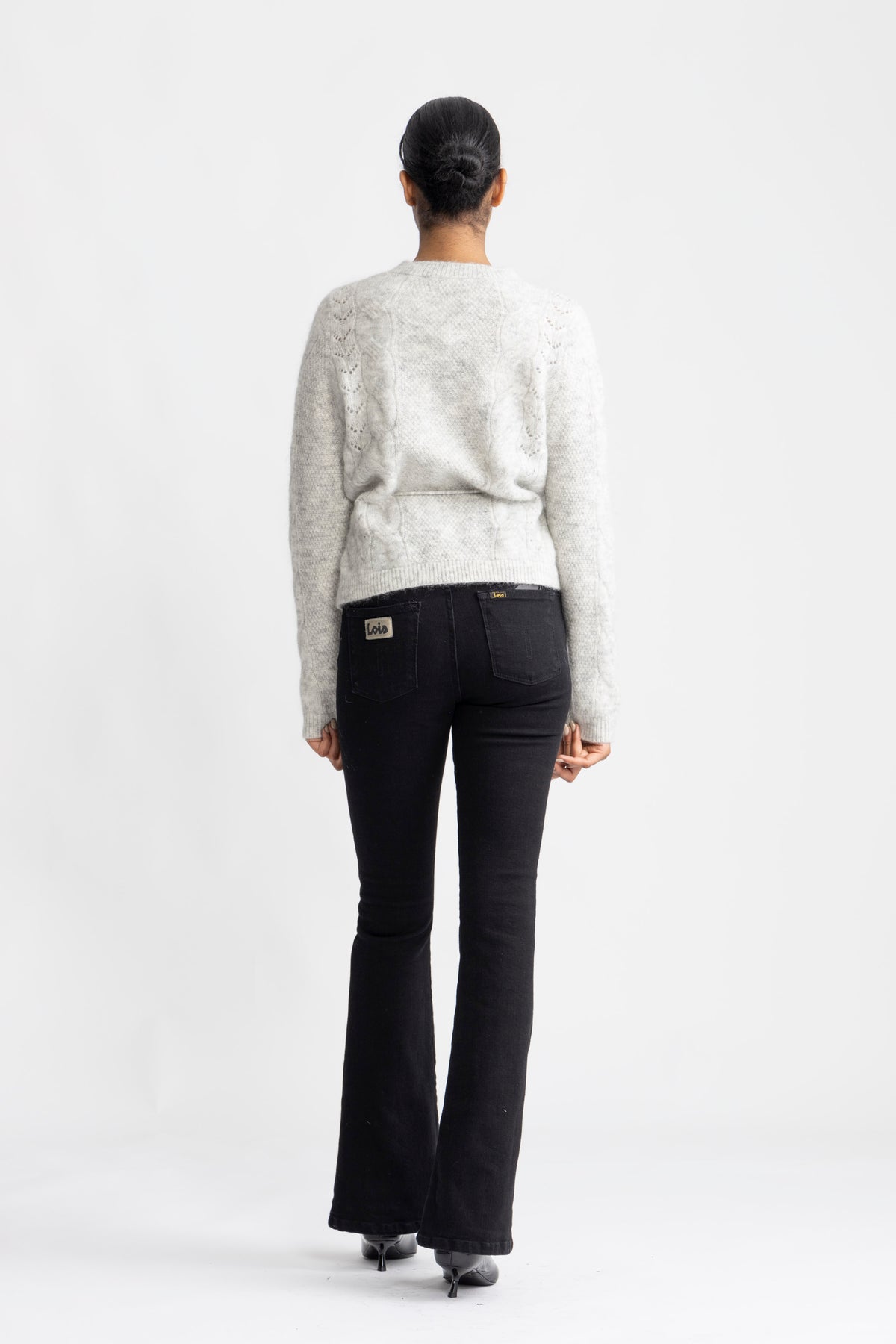 Vera Ls Knit Belt Cardigan - Ljusgrå melange
