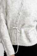 Vera Ls Knit Belt Cardigan - Ljusgrå melange