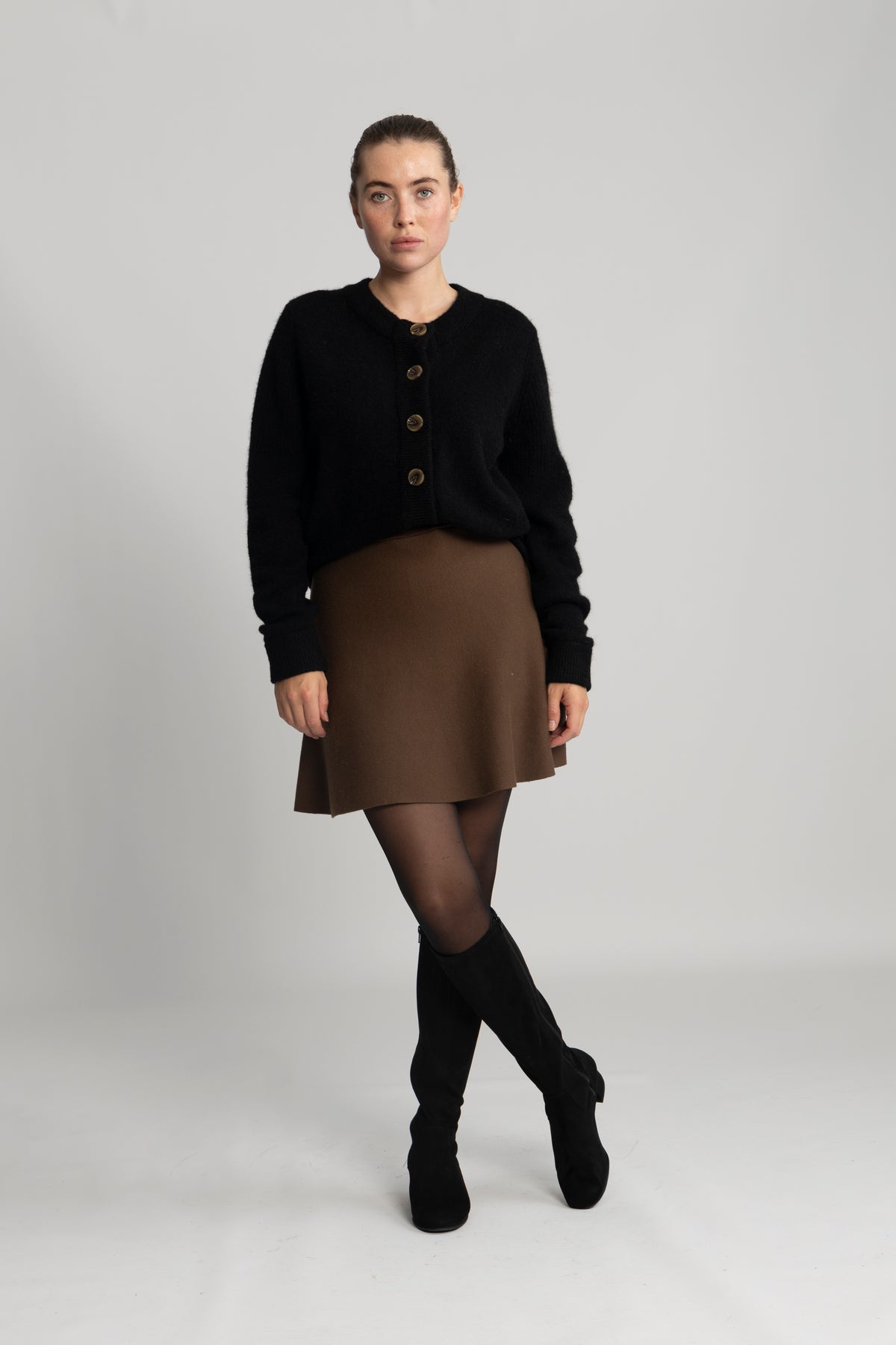Sia Ras Ls Knit Cardigan - Svart