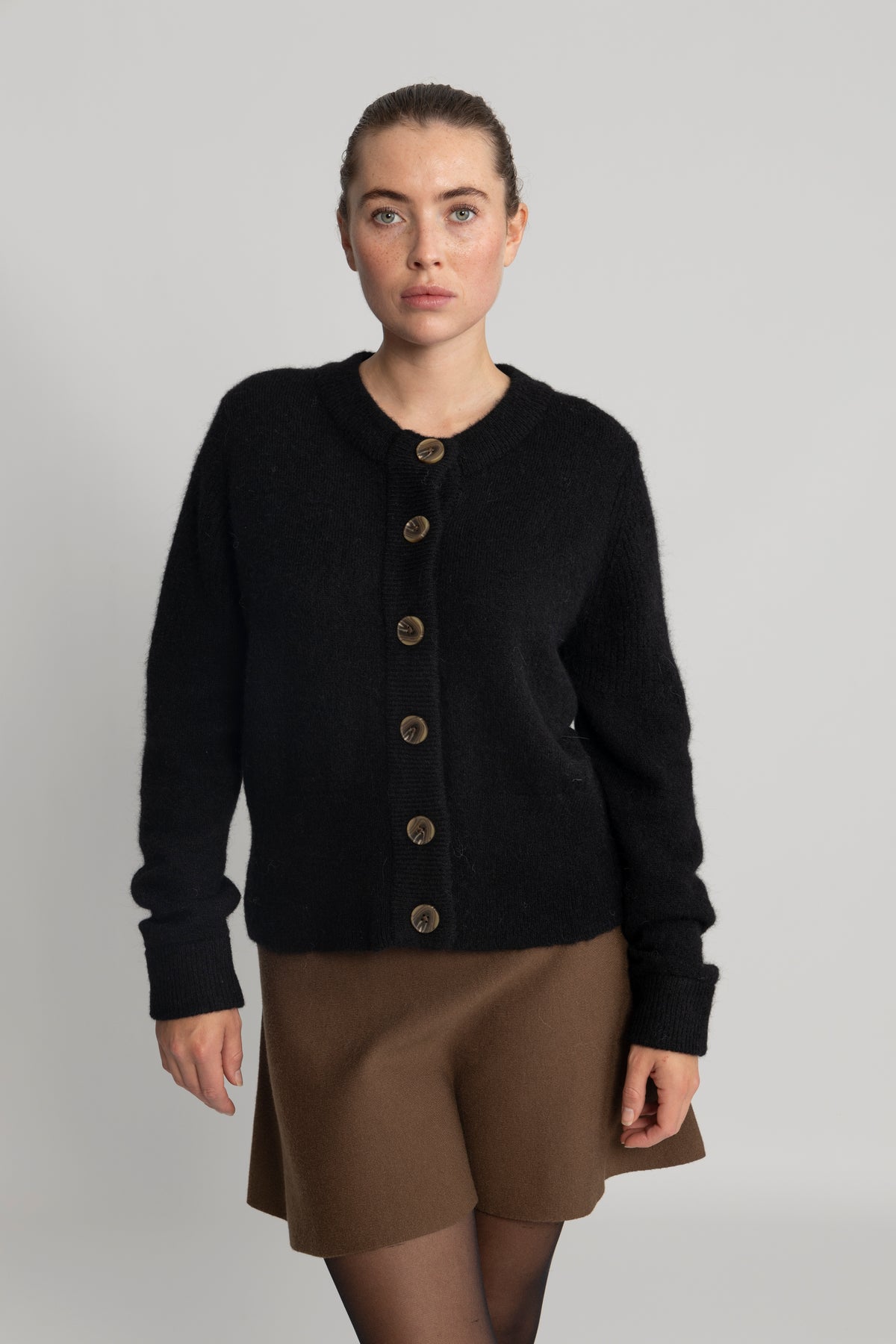 Sia Ras Ls Knit Cardigan - Svart