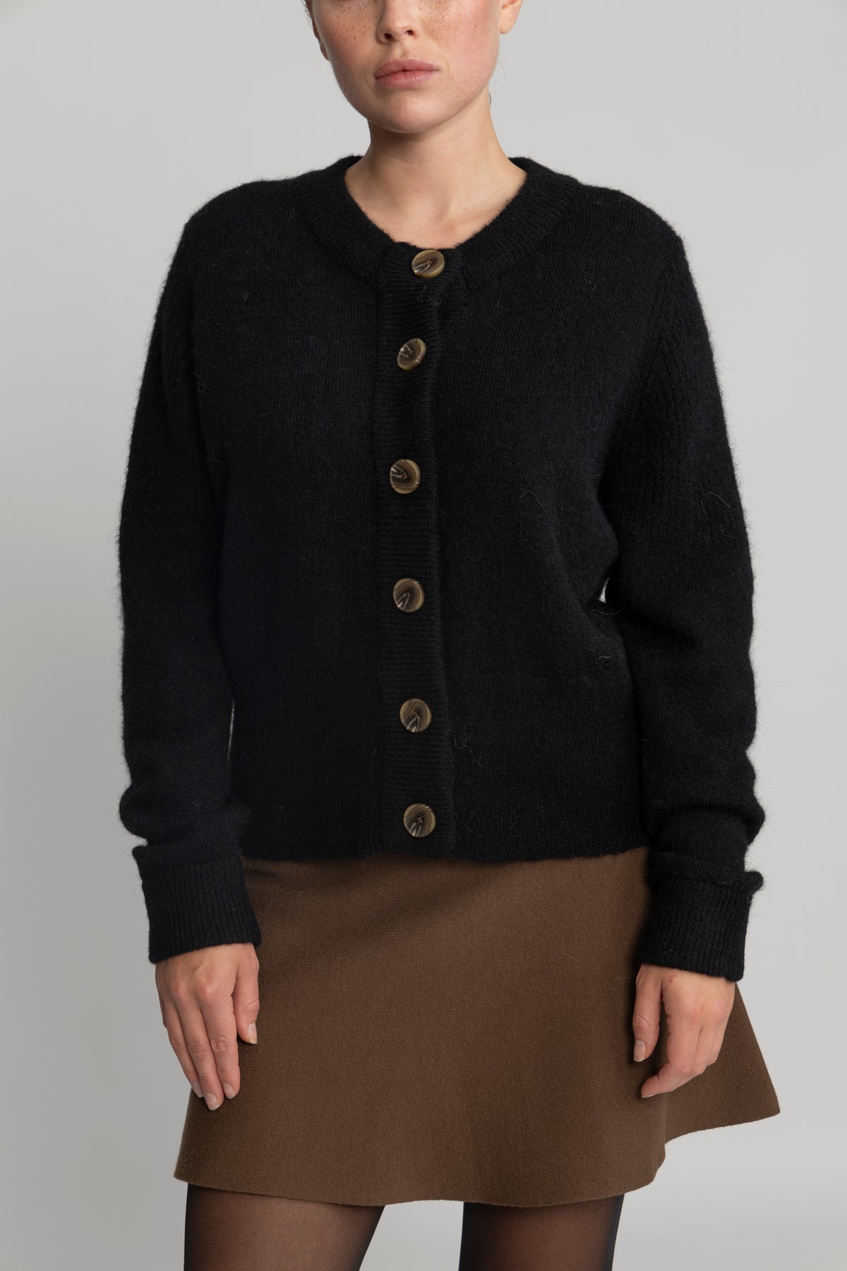 Sia Ras Ls Knit Cardigan - Svart